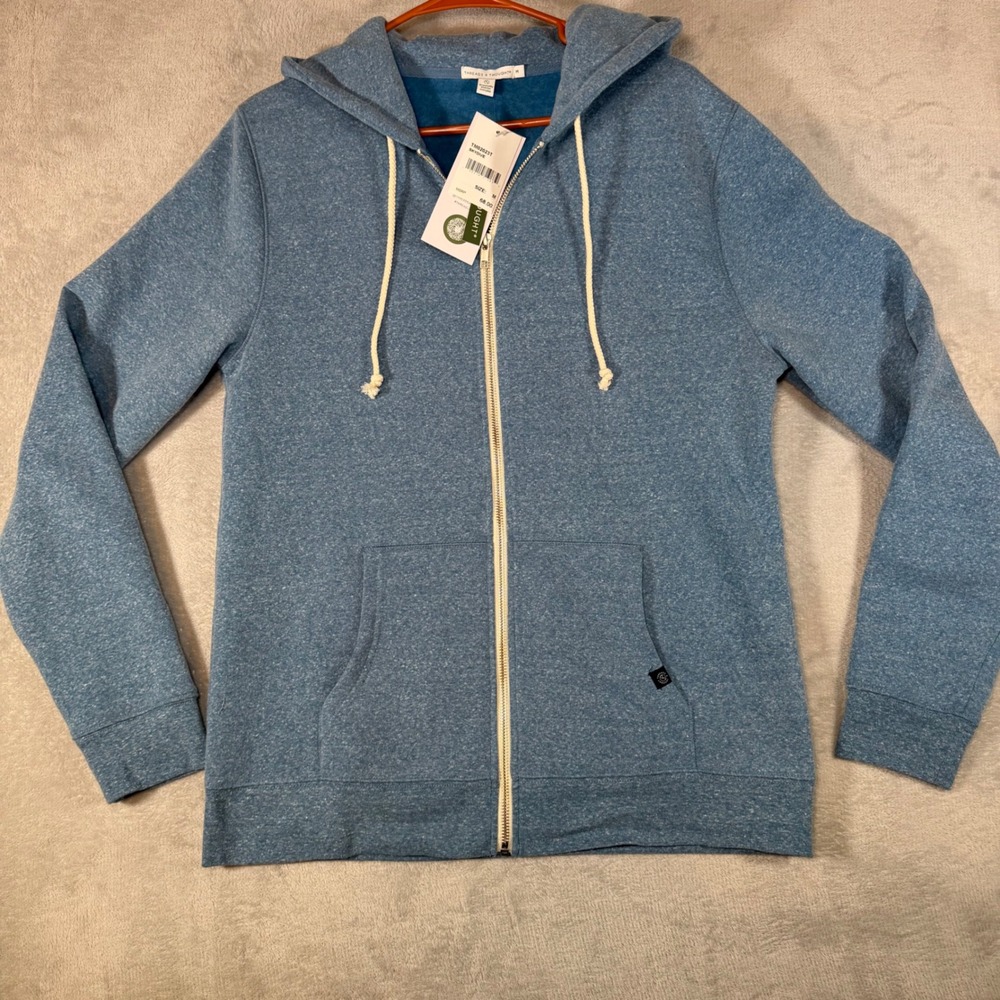 Threads 4 Thought Mens Skydive Blue Heathered Zip Up Hoodie M TM02023T NEW